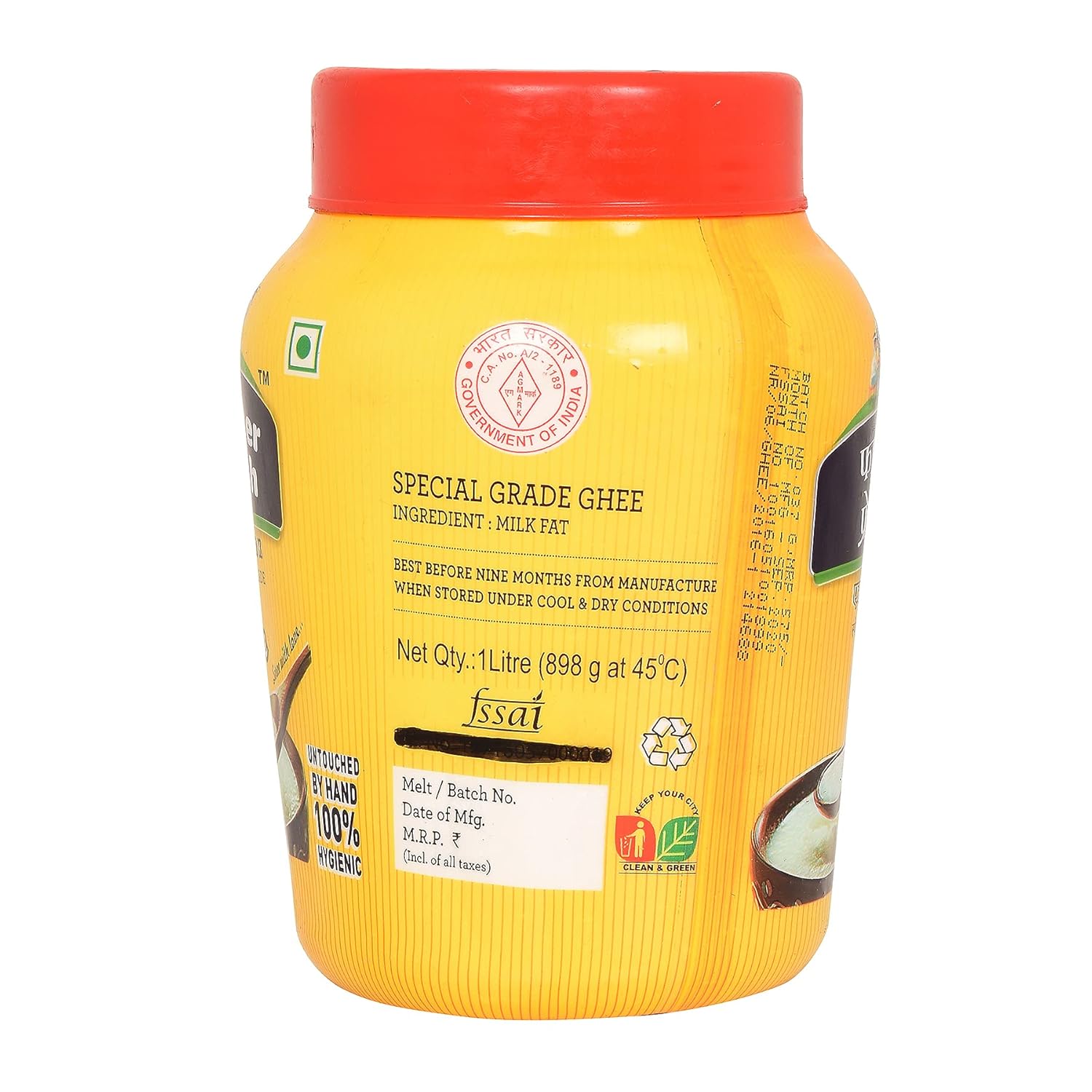 Pure Agmark Cow Ghee By Farmer Fresh | Highly Nutritious & Healthy Cow Desi Ghee Good For Frying | (1 Litr) 33.8 Ounce | Jar Pack