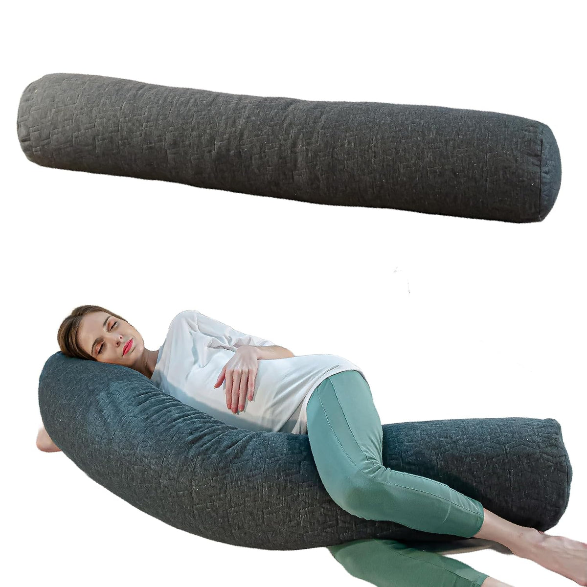 Pregnancy Pillow For Pregnant Women, Maternity Pillow For Pregnancy Sleeping - 60 L X 9 W Inch | J Shape Pillow, Gift -Long Pillow | Side Pillow, Body Pillow, Shredded Memory Foam Pillow