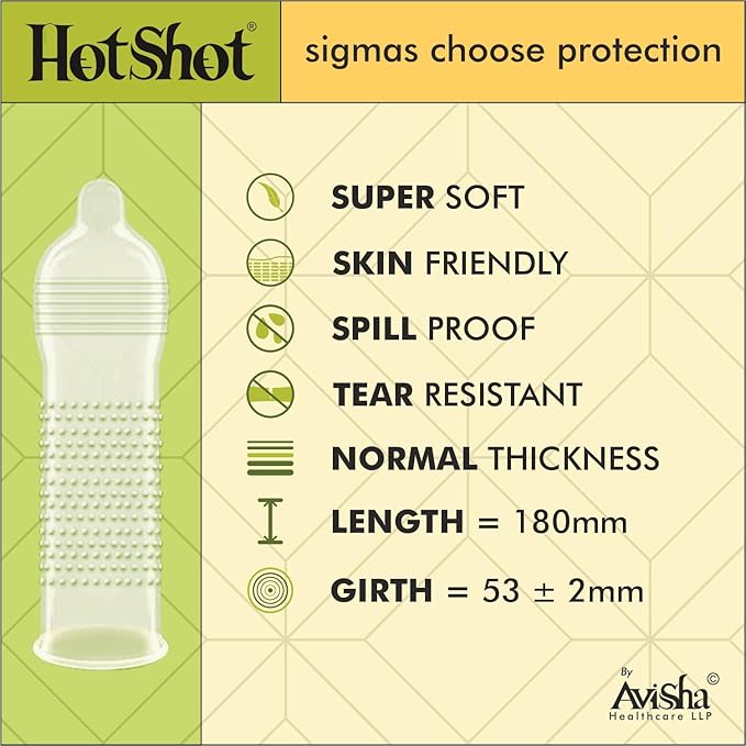 Hot Shot 3in1 Ribbed, Contoured, Dotted Condom For Men - 10 Count