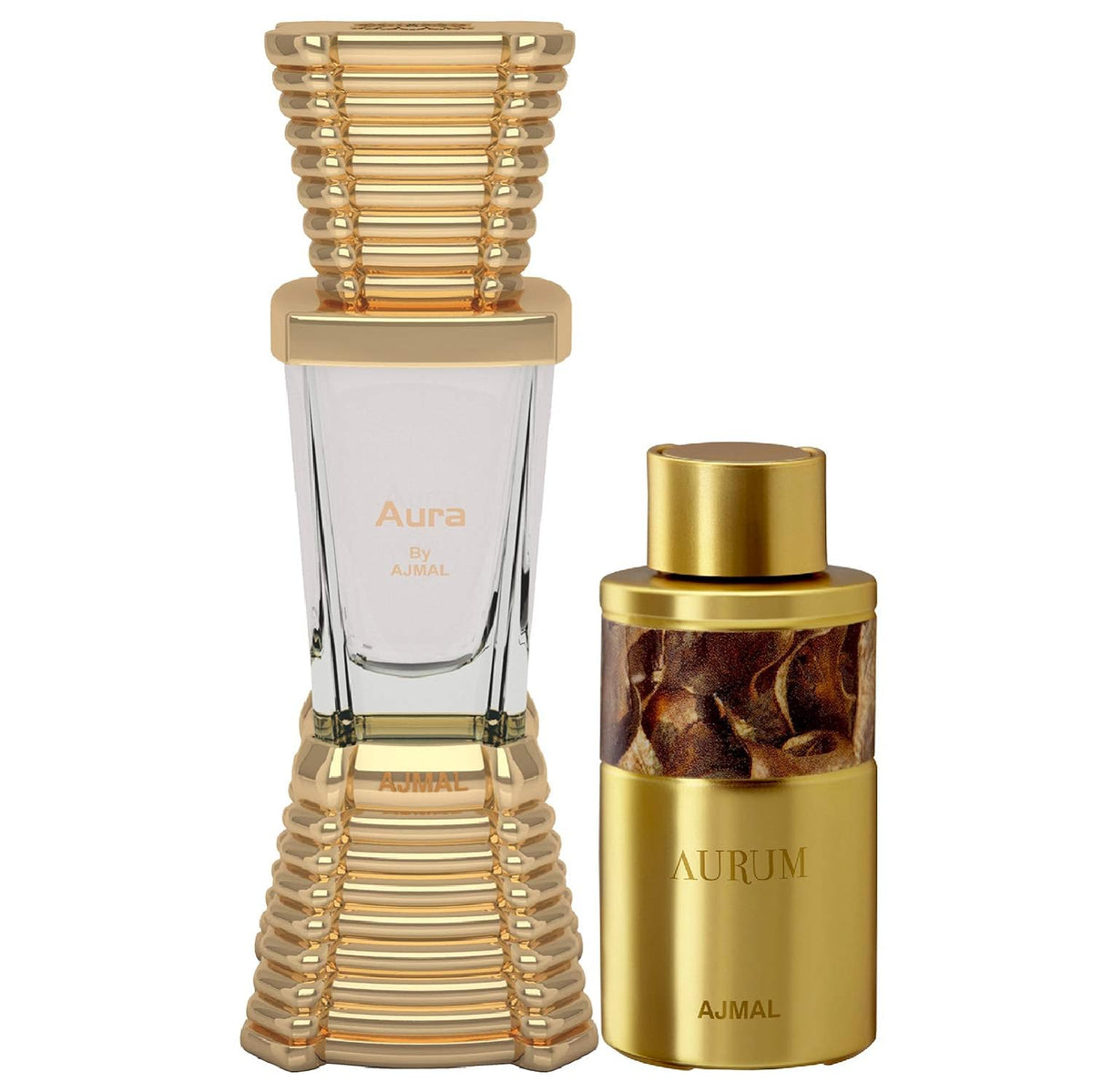 Ajmal Aura & Aurum Concentrated Perfume Oil Attar For Unisex & Women, Non-alcoholic, Floral, Fruity, 10ml 0.3 Fl.oz. Each, Pack Of 2