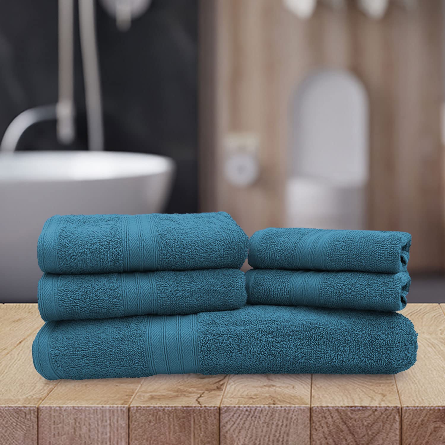 Sassoon Anatolia Bath + Hand & Face Towel 1200 Gsm (Teal) - Pack Of 5