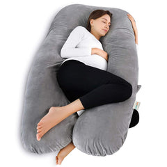 Cooling Pregnancy Pillows, U-Shaped Silky Maternity Pillow For Pregnant Women, Grey | Full Body Support Pillow For Sleeping, Back Pain Relief & Pregnant Legs, Hips, Belly Support