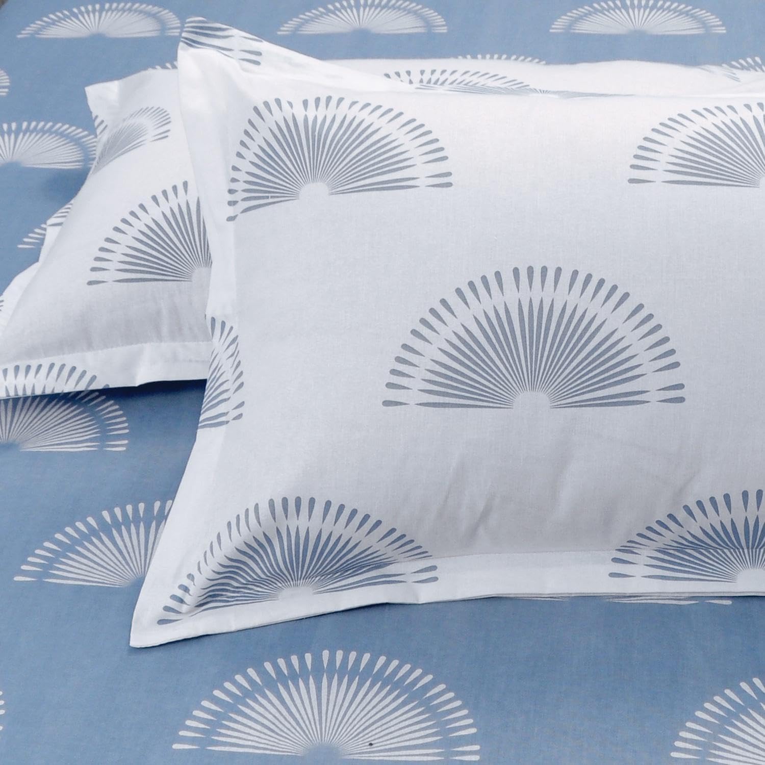1 Double Bedsheet With 2 Pillow Covers - 88 X 96 Inches, Blue & White | Soft & Comfortable Feel To Your Skin | Do Not Bleach