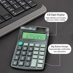 Deli W39251 Calculator 12-digit display | 3 Years Warranty | Steps Check and Correct Function | Palm Calculator for Students - Black
