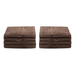 Pure Home + Living Sheared Face Towels 1300 Gsm | Ultra Soft, Absorbent, Quick Dry Towels For Facewash, Gym, Sports, Travel | Pack Of 8 (Chocolate Brown)