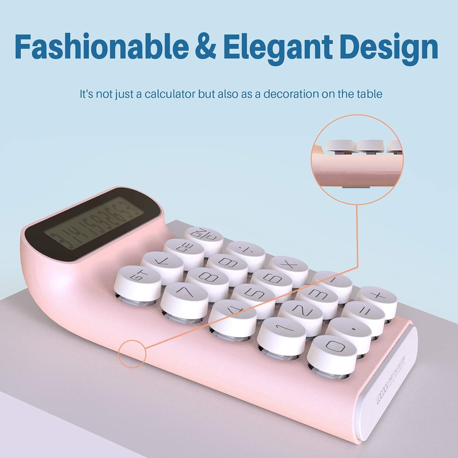 Mechanical Switch Calculator, Handheld For Daily And Basic Office,10 Digit Large LCD Display (Pink)