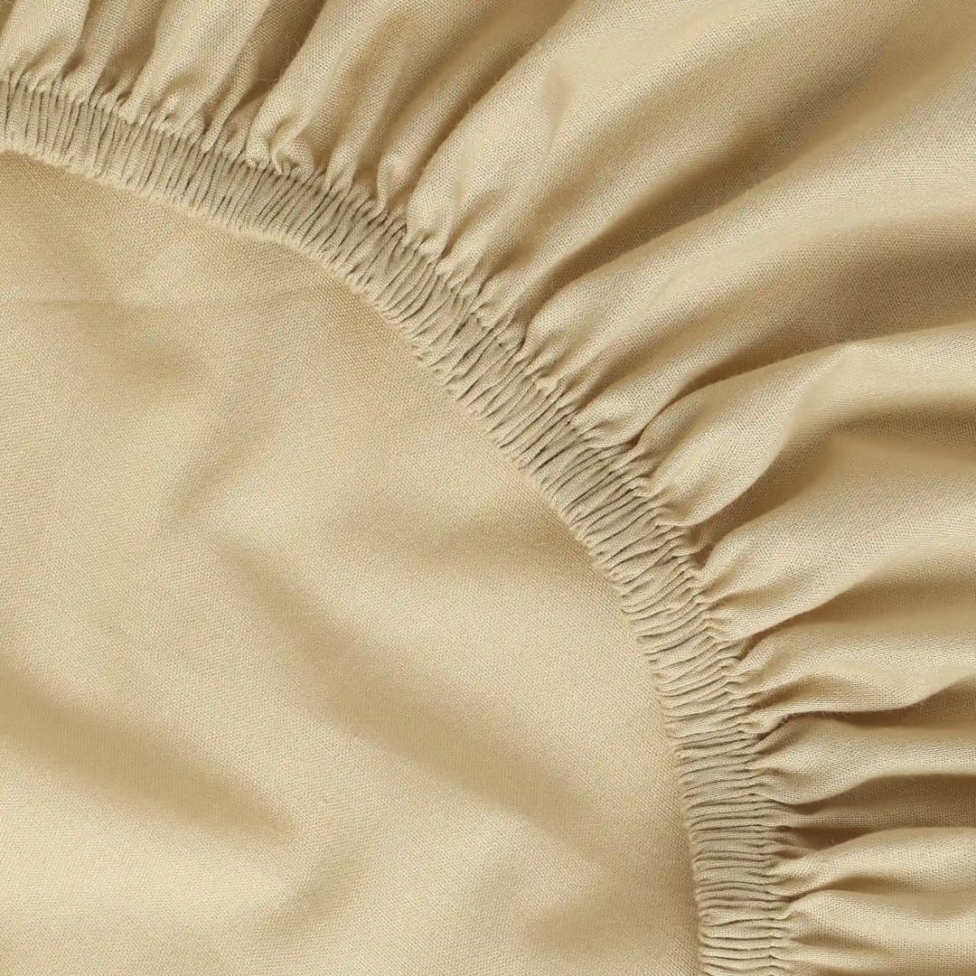 Queen Size Bedsheet For Double Bed With 2 Pillow Cover - 60 X 78 Inches, Beige | 100% Cotton, Soft & Breathable - Bedsheet Collection