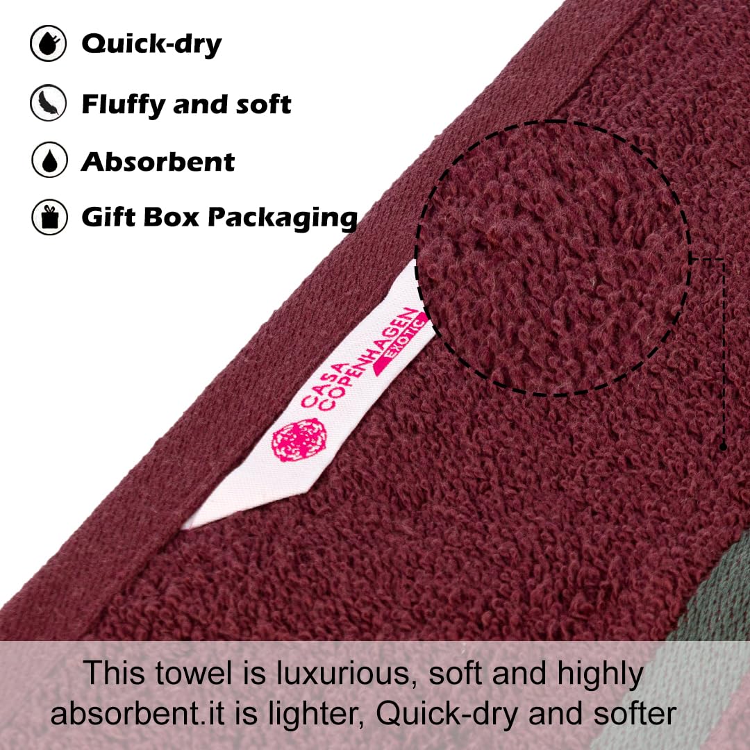 Casa Copenhagen Egyptian Cotton Ecstatic Hand Towel 740 Gsm (Burgundy)- 6 Pcs