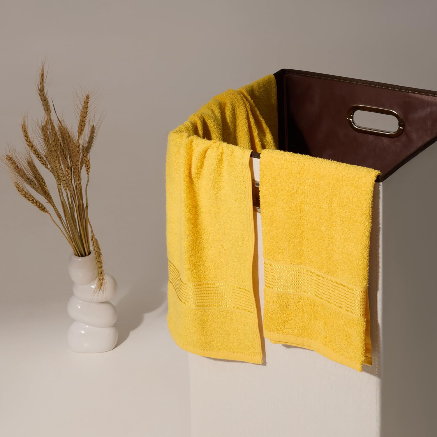Kopa By Bianca 100% Cotton Soft Terry Towel Bath Towel L D`Ross 900 Gsm | Super Absorbent, Lightweight, Odour Free Bath Towel (Yellow) - 2 Pcs