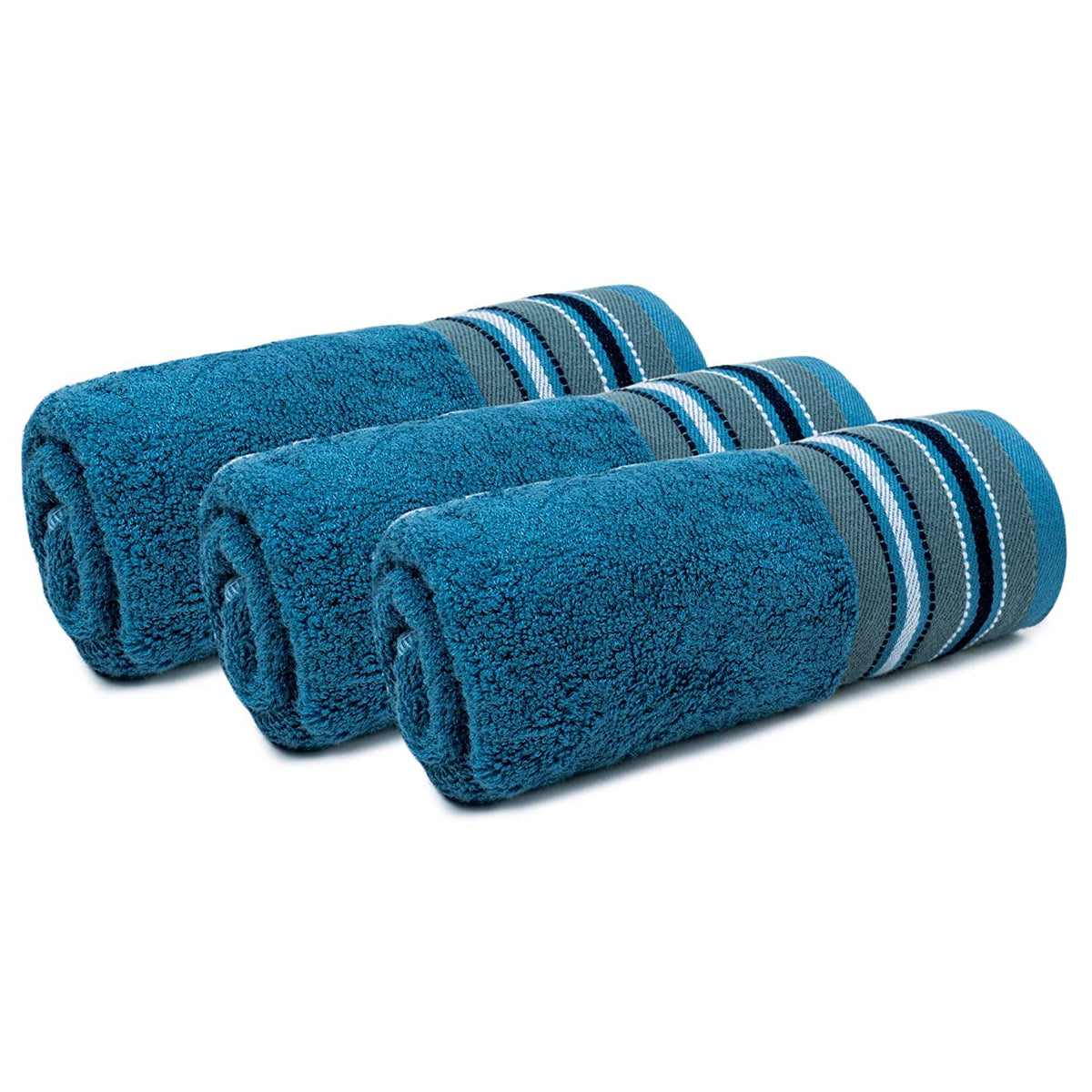 Mush Designer Bamboo Face Towel 600 Gsm | Ultra Soft, Absorbent & Quick Dry Face Towel - Emerald Blue (Set Of 3)
