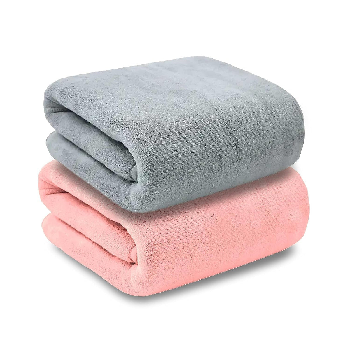 Maxoshine Microfiber Bath Towels Large Size-Super Soft Coral Fleece Bathing Towel With Hook Quick Dry Super Absorbent-Bath Towel For Men & Women (Grey/Pink, Pack Of 2)