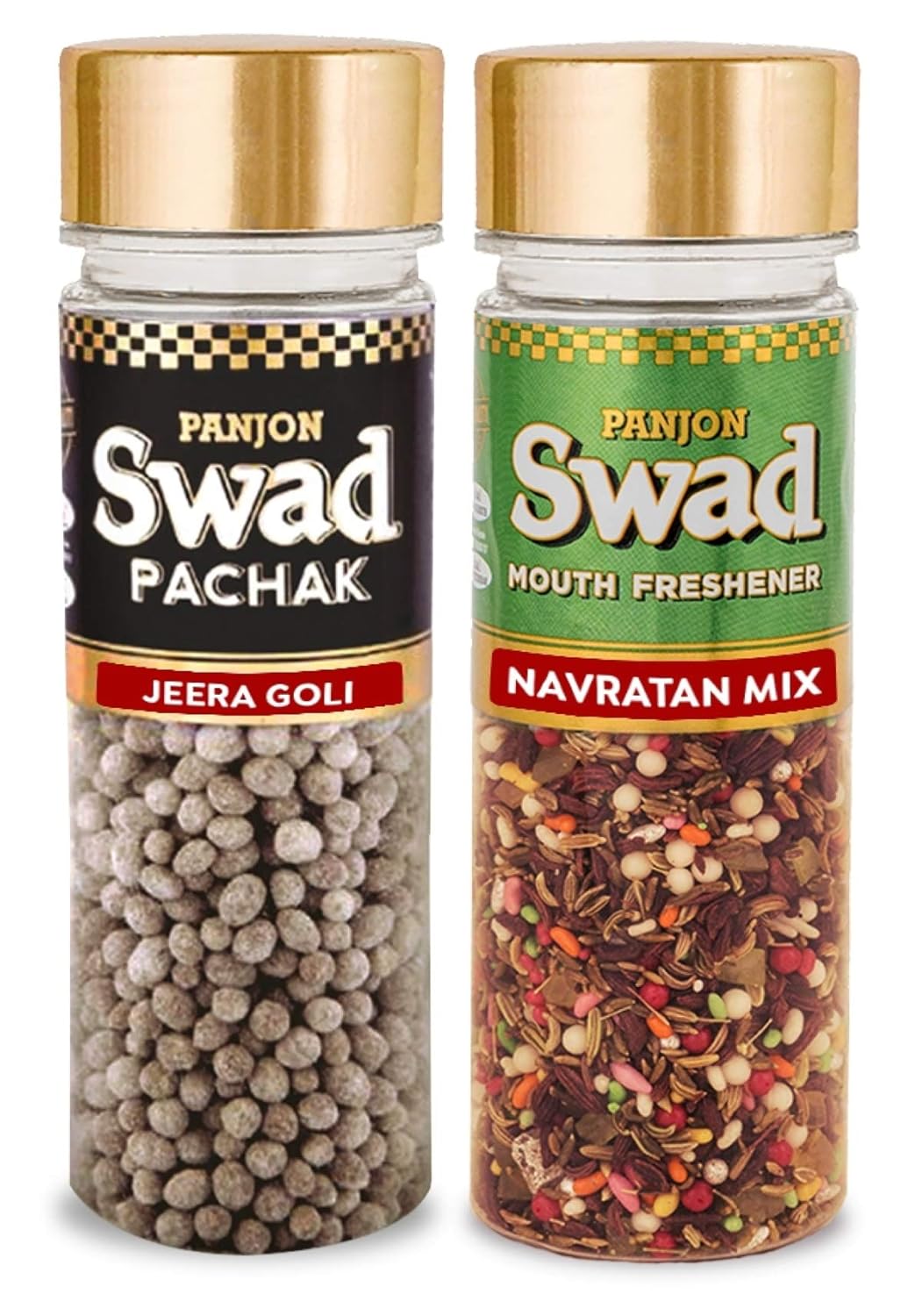 Panjon Swad Jeera Goli & Navaratan Mix Pachak Mouth Fresheners 280gm, (140gm *2 Bottles)
