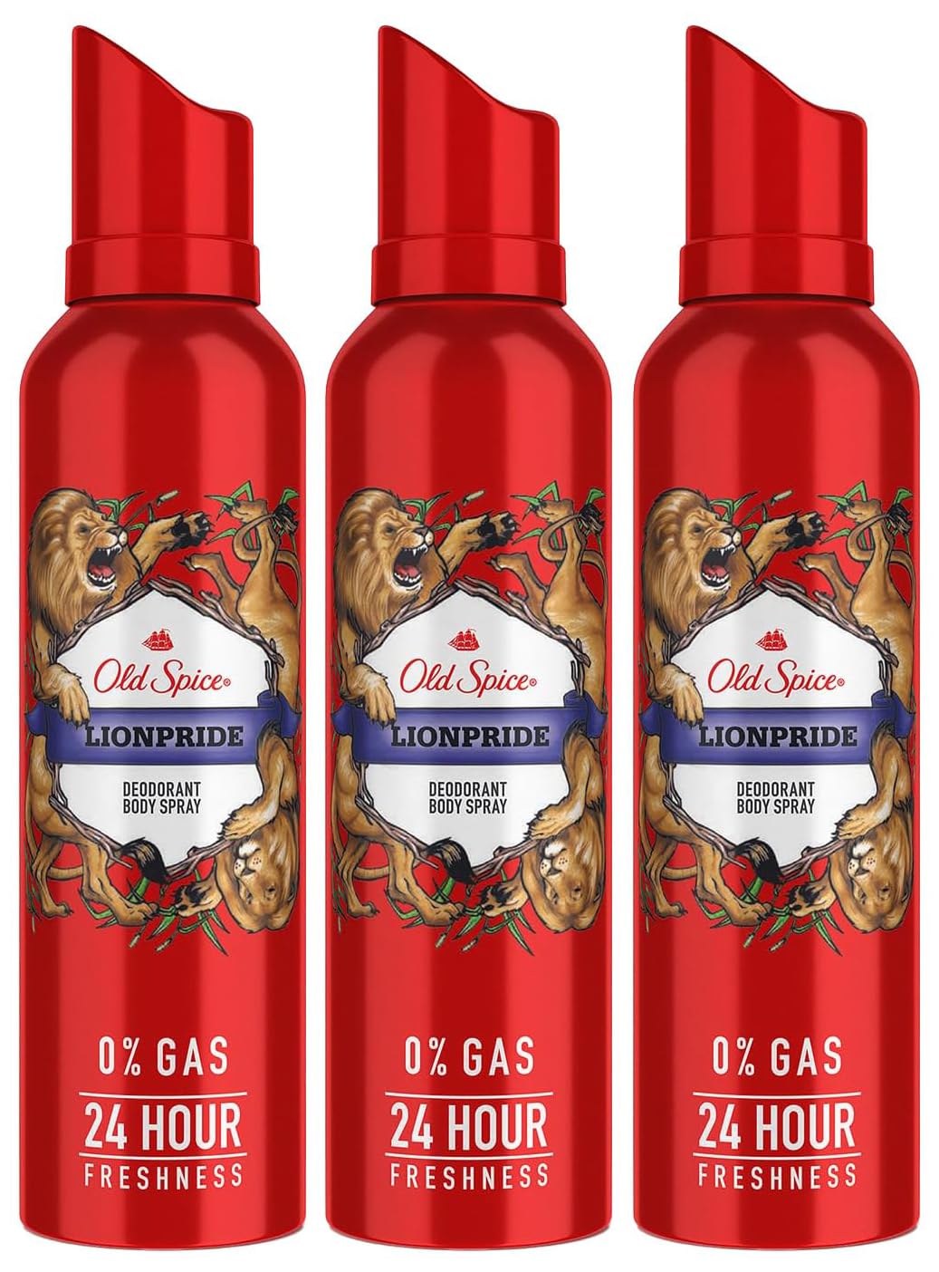 Old Spice Combo Of 3 Lionpride No Gas Deodorant Body Spray Perfume For Men 140ml Each 4.7 Fl.oz.