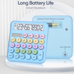 Desktop Calculator, Powered By Batteries (Included) 12 Digit Large LCD Display, Big Buttons Easy To Press, Automatic Sleep, For Office, School, Home. (Blue)