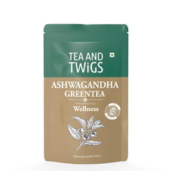 Tea And Twigs Ashwagandha Green Tea - 50gm, 1.7 Ounce, 25 Teabags | Ayurvedic Blend Of Himalayan Green Tea, Natural Ashwagandha & Real Cardamom - Boosts Immunity & Improves Memory, Caffeine Free