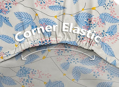 Microfiber All Round Elastic Fitted Bedsheets For King Size Bed With 2 Pillow Covers | 72X68+ 6 Inches, Off White & Blue - Breathable & Long Lasting Bedsheet
