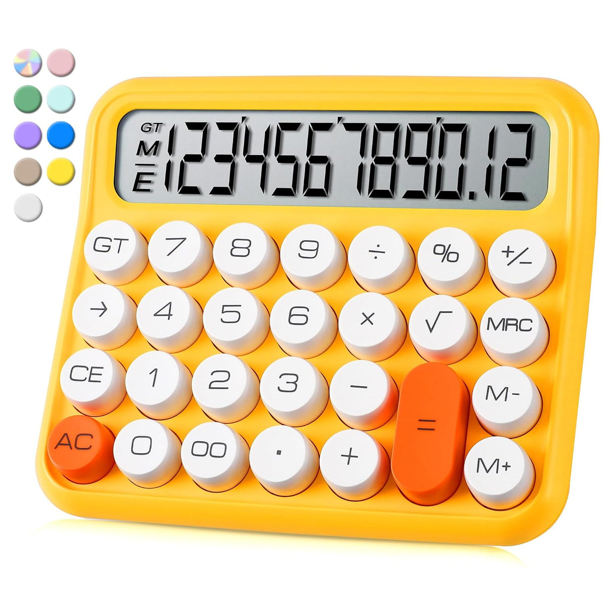 Vewingl Mechanical Switch Calculator 12 Digit, Desktop Large Display And Buttons, Calculator With Large LCD Display For Office, School, Home & Business Use, Automatic Sleep, With Battery (Yellow)