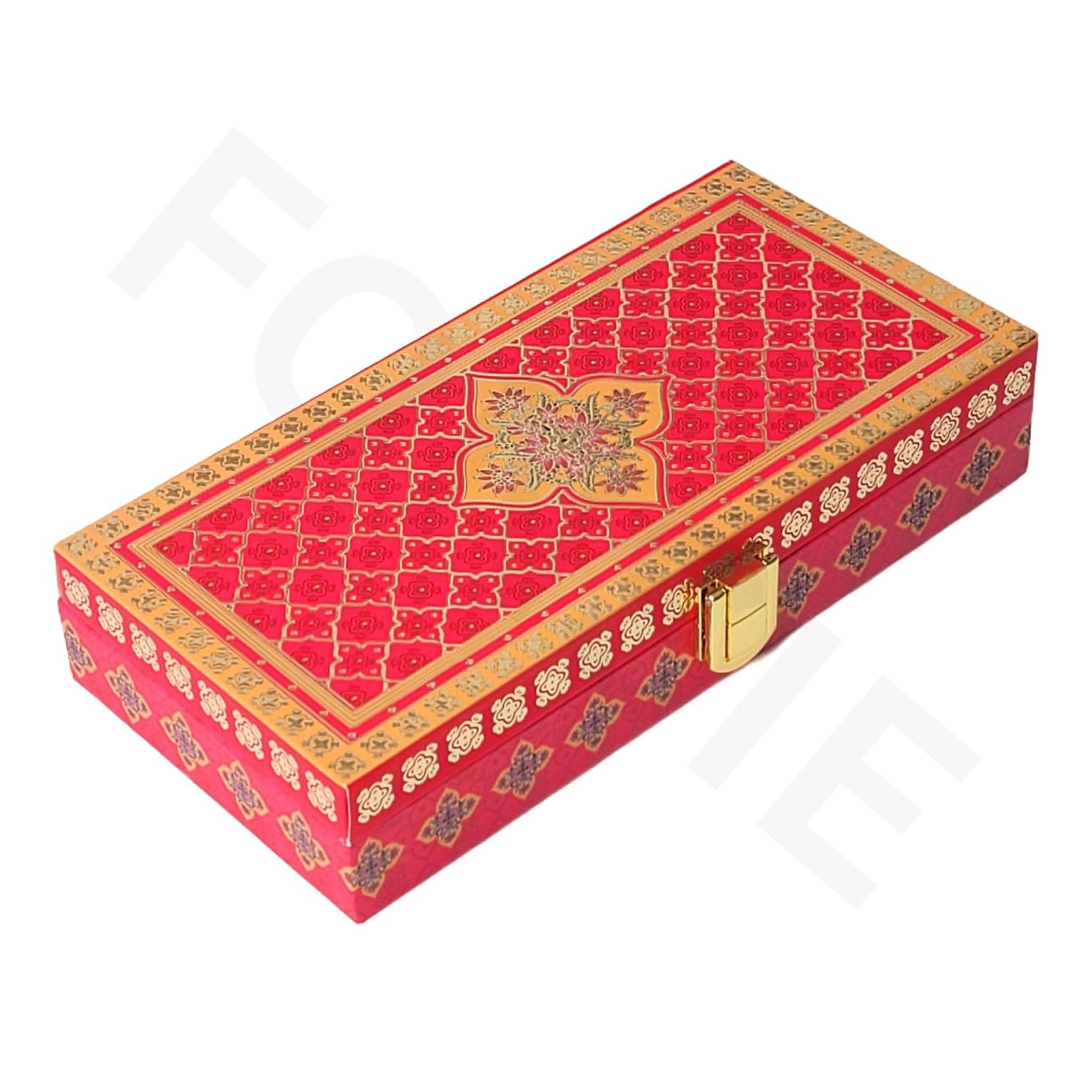 Fancy Shagun Cash Box Or Gaddi Box For Gifting Money On Wedding, New Born Baby, Ring Ceremony Pattern1pc, Material - Wood, Colour - Red