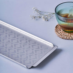 Designer Chrome Stainless Steel Tray - Multipurpose Serving Platter | Premium Serve Ware, Dinnerware & Tableware