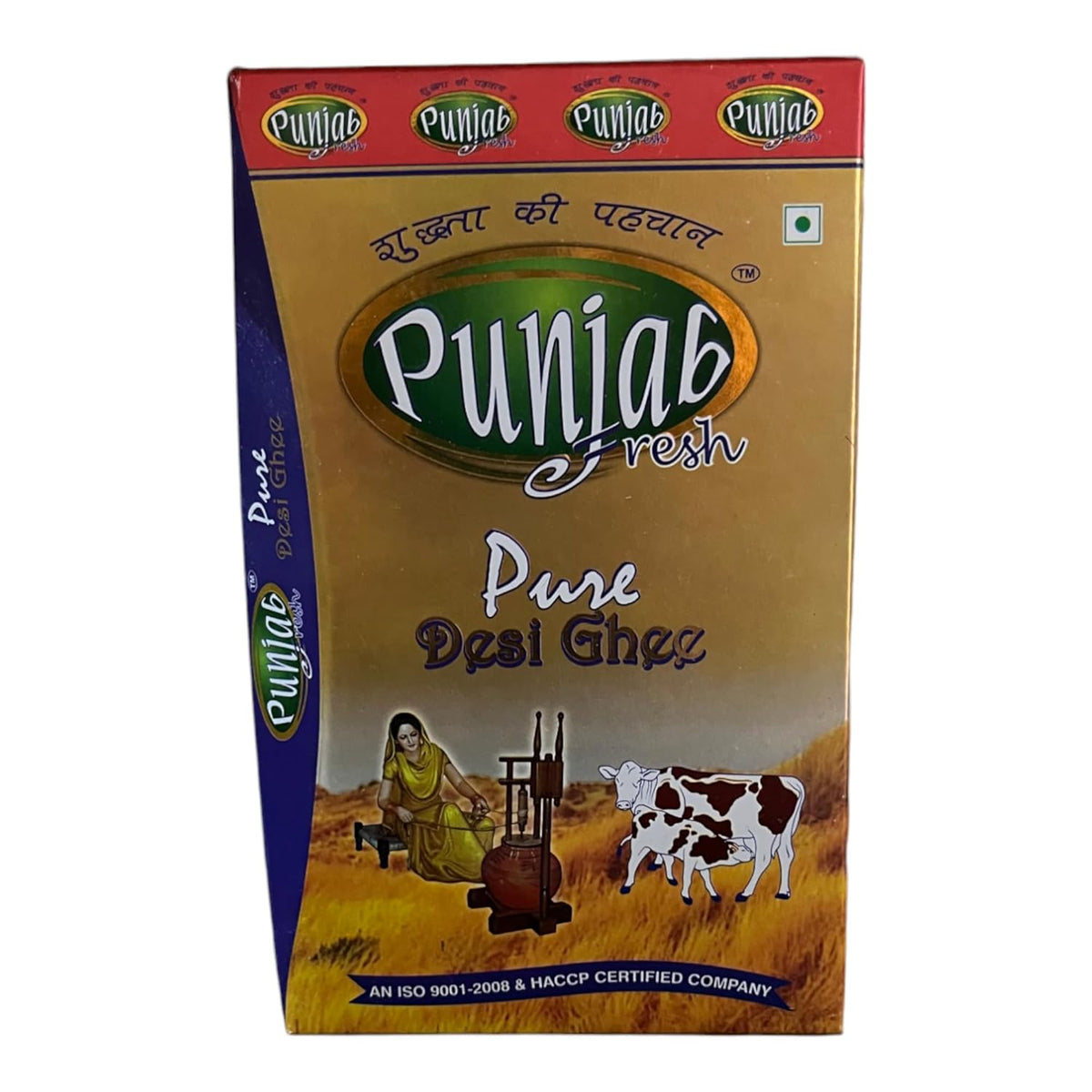 Natural Pure Cow Desi Ghee By Punjab Fresh | Rich In Vitamins A, E Healthy Desi Ghee Helps Improving Digestive System | (1 Litr) 33.8 Ounce | Box Pack