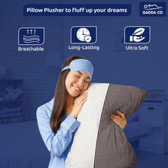Hollow Sleeping Fiber Pillow With Zip, Adjustable Sleeping Bed Pillow -Standard Size | White & Grey, Soft & Fluffy Pillow, Neck Support, Breathable, Cool & Comfortable - Set Of 8