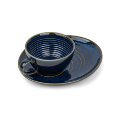 Ceramic Coffee Cup Saucer Set - Blue Green, 250ml, Ceramic Mug With Glossy Finish | Mug For Coffee - Ceramic Coffee Mug | 1 Cup + 1 Saucer - Microwave Safe