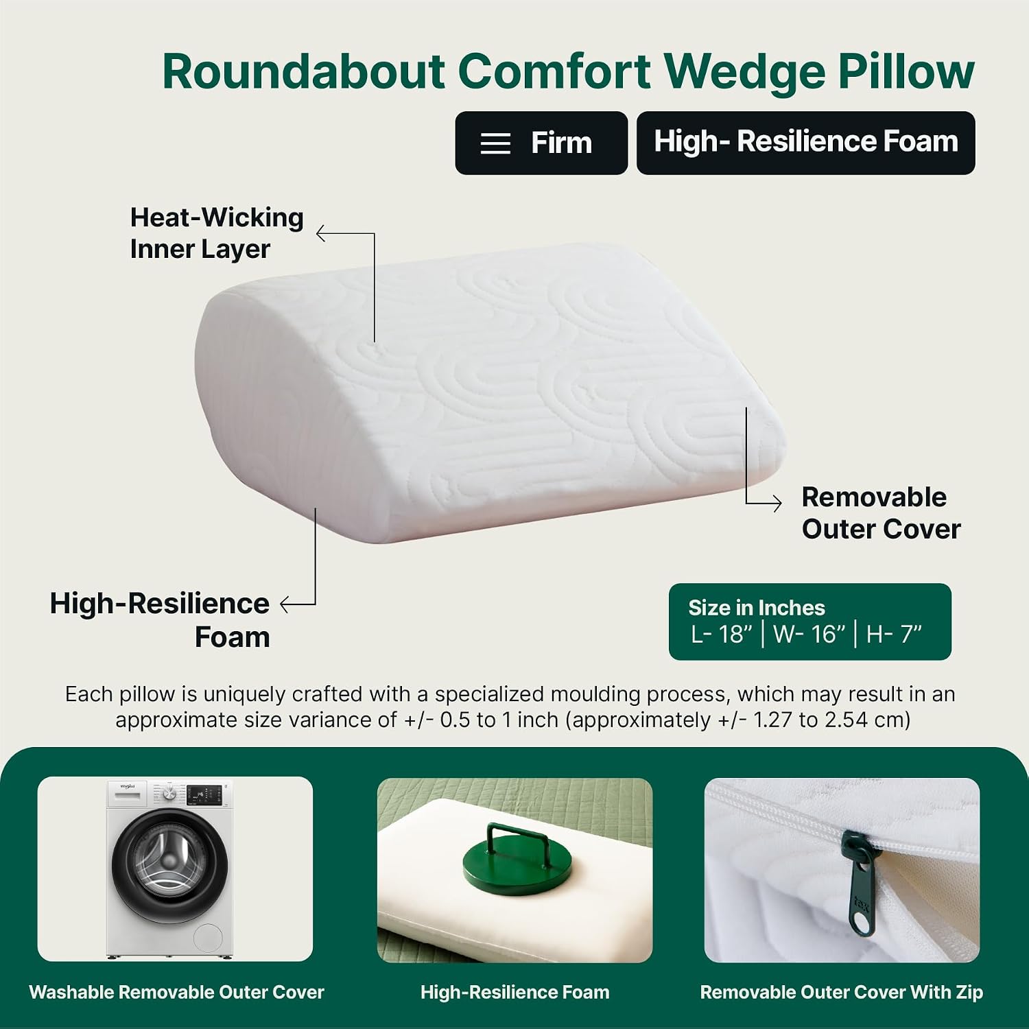 Bed Wedge Pillow, Leg Rest Pillow For Acid Reflux, Pregnancy, Pain Relief - 17 X 14.8 X 7 Inch | For Anti Snoring, Reading, Back Pain Relief, Knee & Back Support Pillow | Medical Pillow