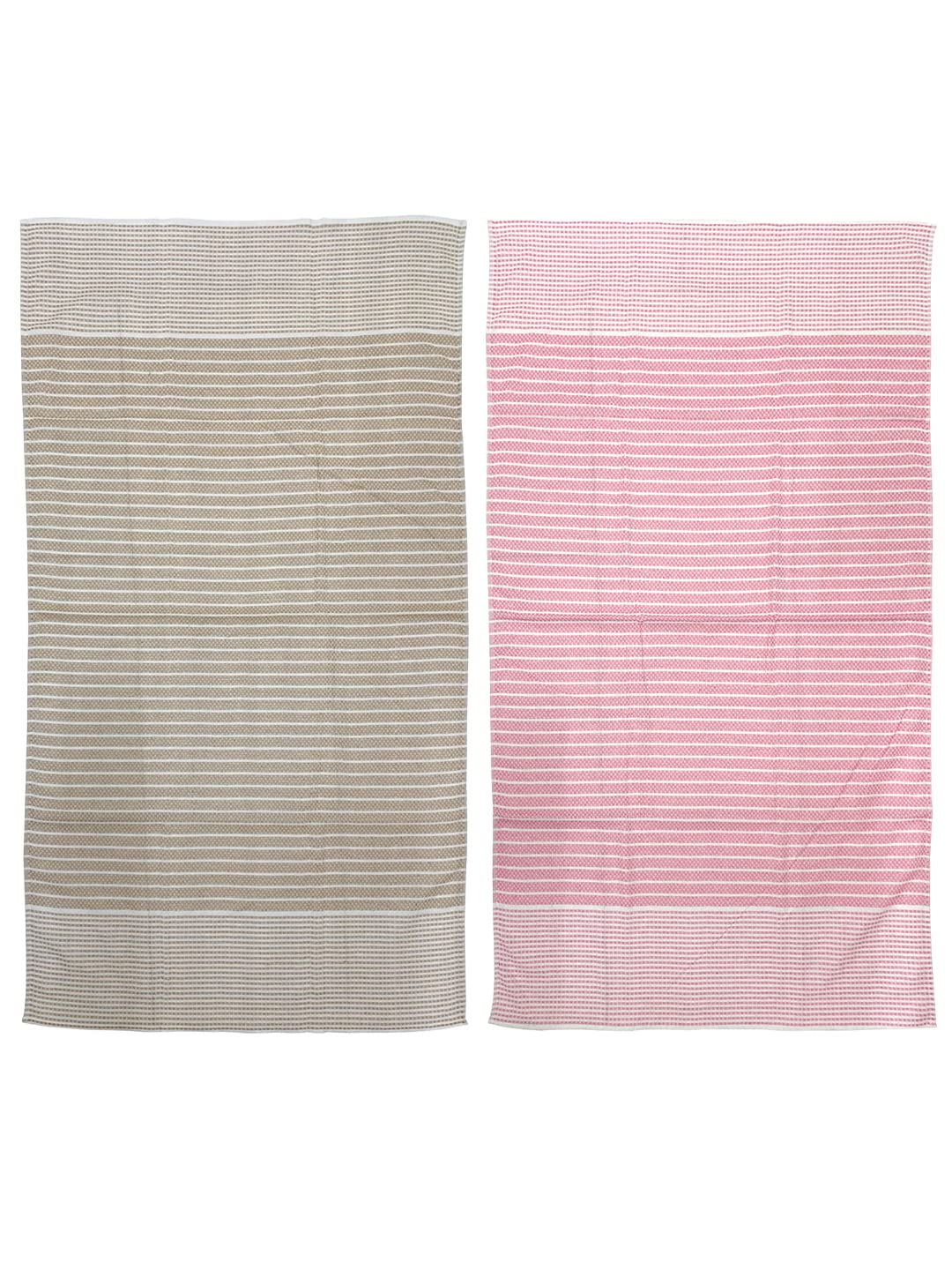 Athom Trendz Living Eco Saviour Premium Cotton Bath Towel 400 Gsm | Amor Beige & Pink- Pack Of 2