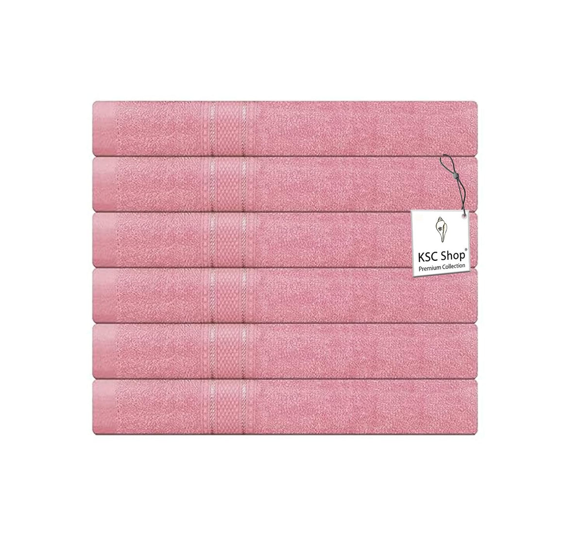 Ksc Shop Premium Luxury Cotton Face Towel 900 Gsm | Ultra Soft Highly Absorbent Face Towel (Rose Pink) - Pack Of 6