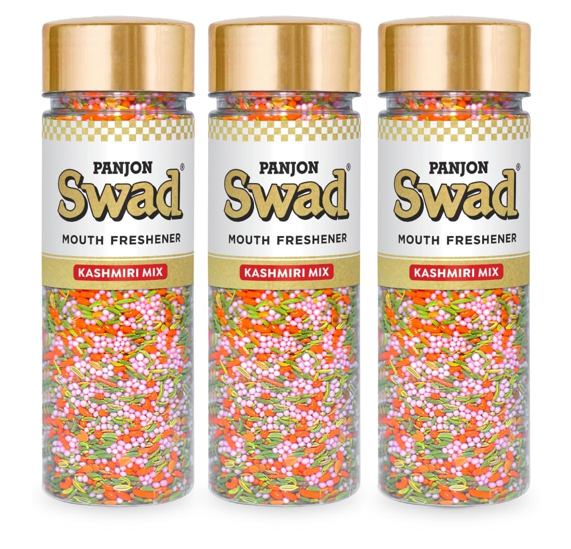 Panjon Swad Kashmiri Mix Mouth Freshener 450gm, (150gm *3) | Perfect For After-Meal | Jar Pack
