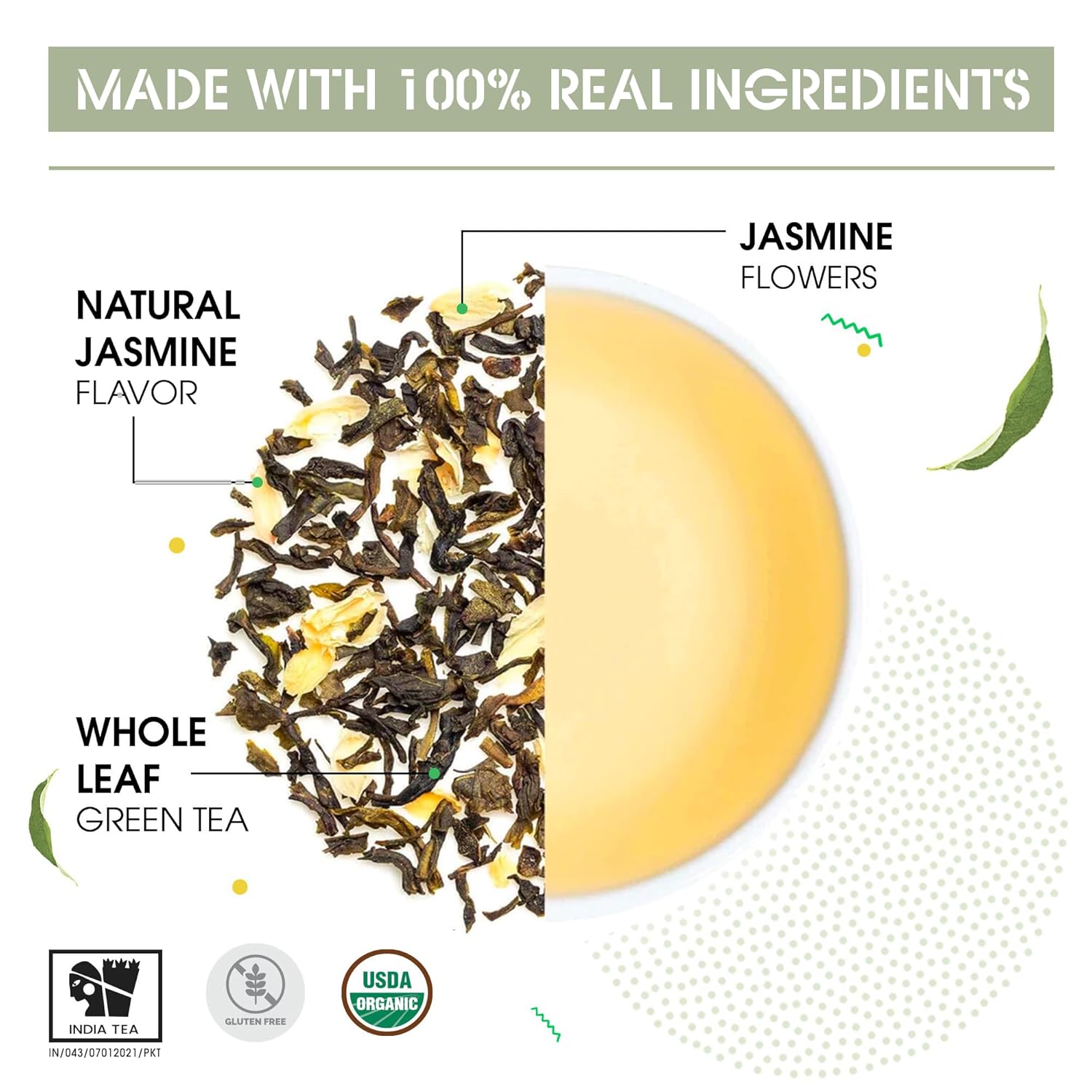 Teabox Jasmine Green Tea - 25 Pyramid Teabags | Made With 100% Whole Leaf - Natural Jasmine Flowers Sourced From Madurai | Low Caffeine, 0% Bitterness