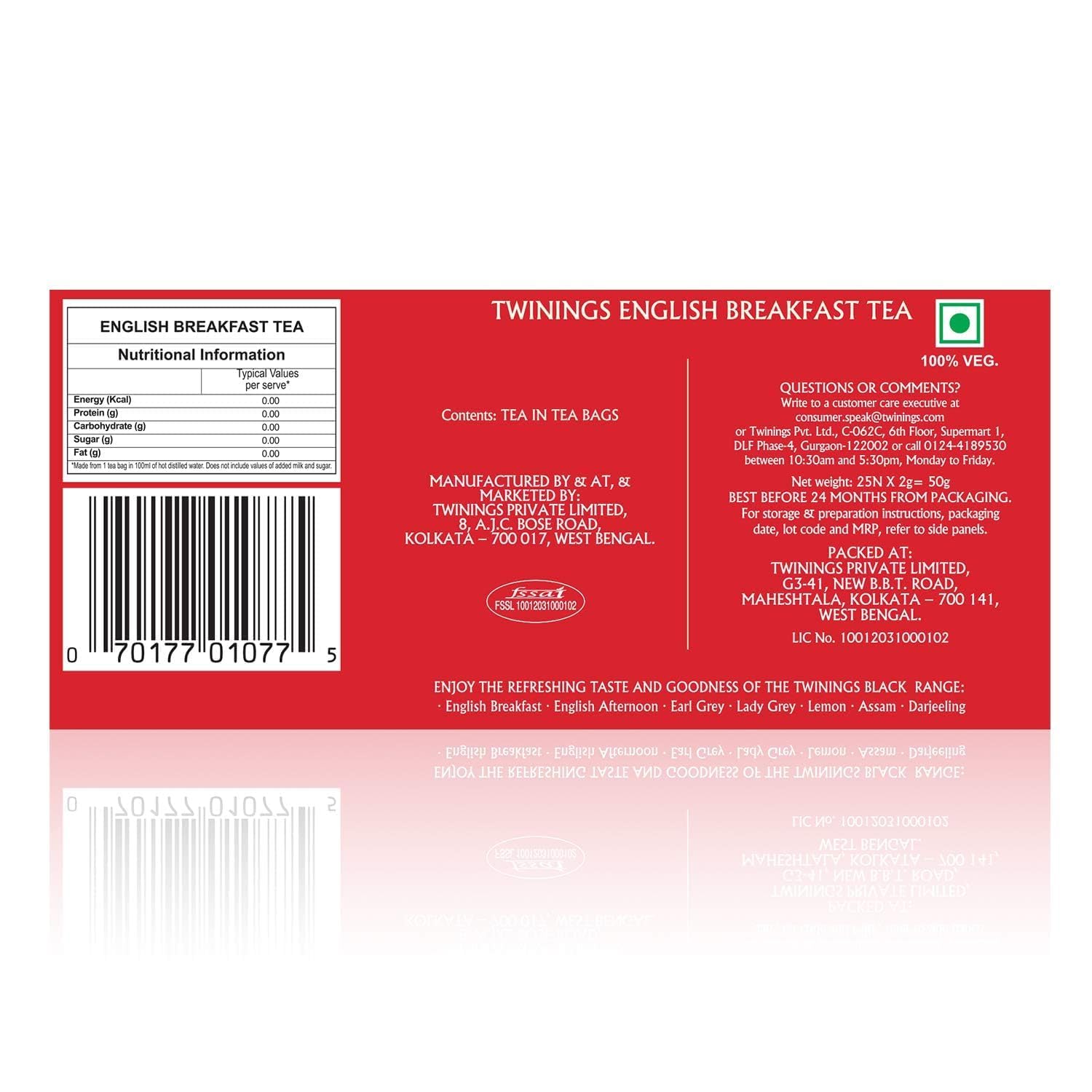 Twinings English Breakfast Tea - 25 Enveloped Teabags | English Classic Range Premium Black Tea - Medium Strength, Rich Flavor, High Caffeine