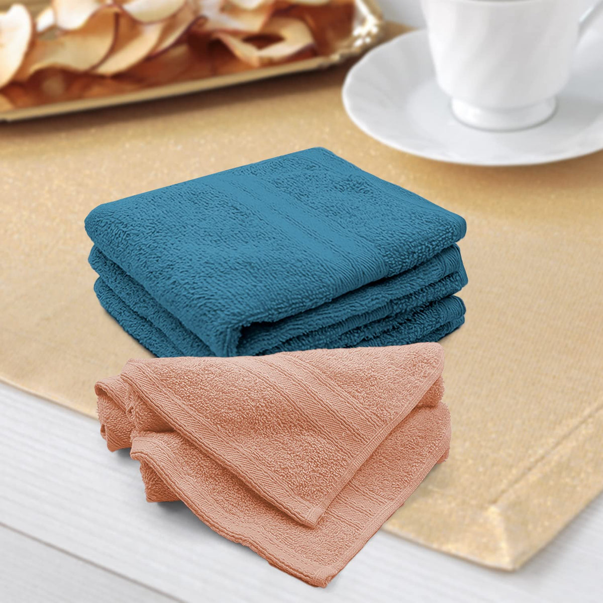 Sassoon Anatolia 6 Piece Cotton Face Towel 500 Gsm (Clay & Teal)