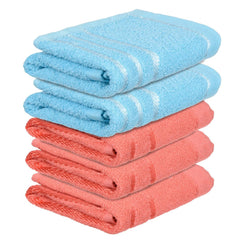 Kuber Industries Face Towel 1000 Gsm | Towels For Daily Use Workout Hand Towel | Lining Design | Pack Of 5 (Orange & Blue)