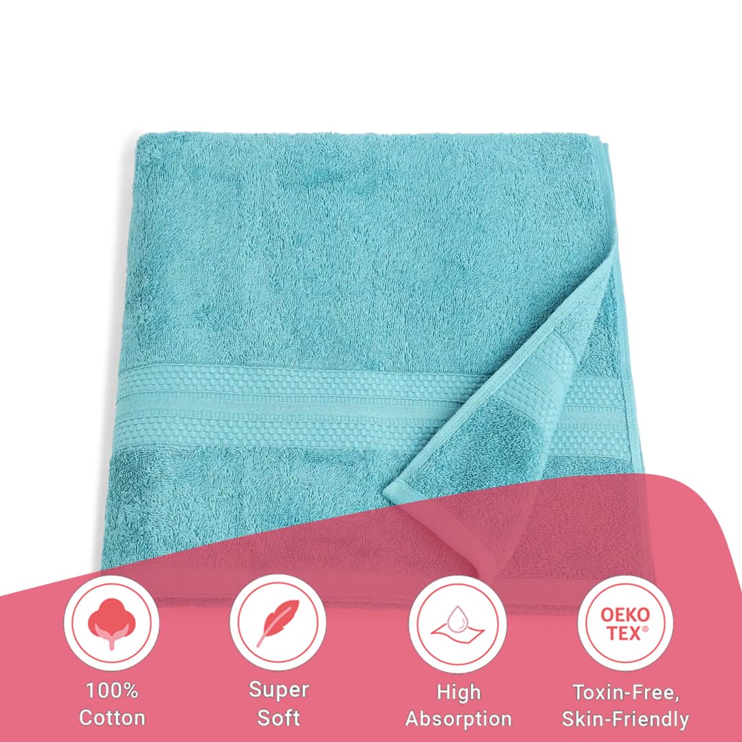 Livspace Bath Towel 475 Gsm | Bath Towels Large Size 100% Cotton, Solid Dyed, Super Soft, Absorbent (Paleto Collection - Teal)