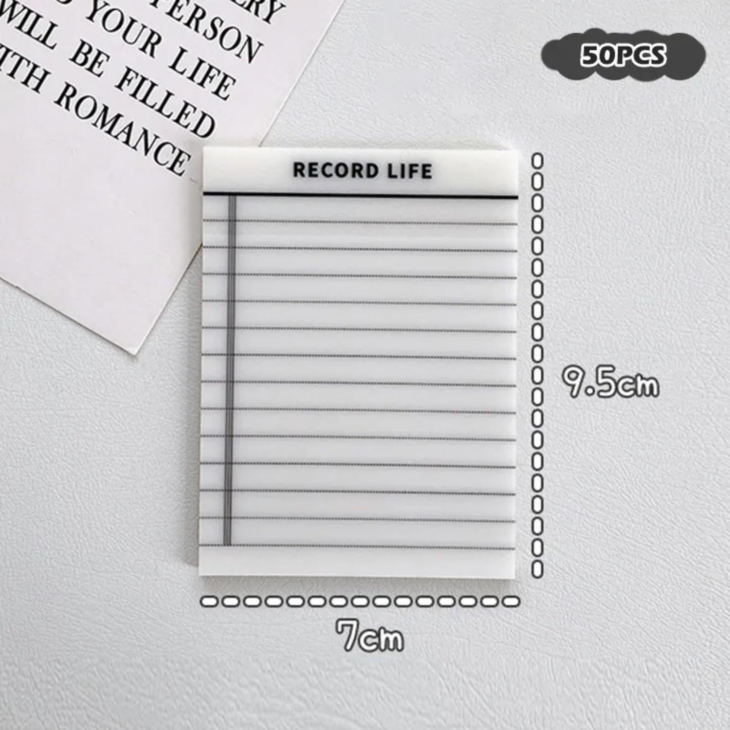 Transparent Sticky Notes Set - Sticky Notes Pad Office Stationery 50 Sheets Per - Pack Of 2 Pcs
