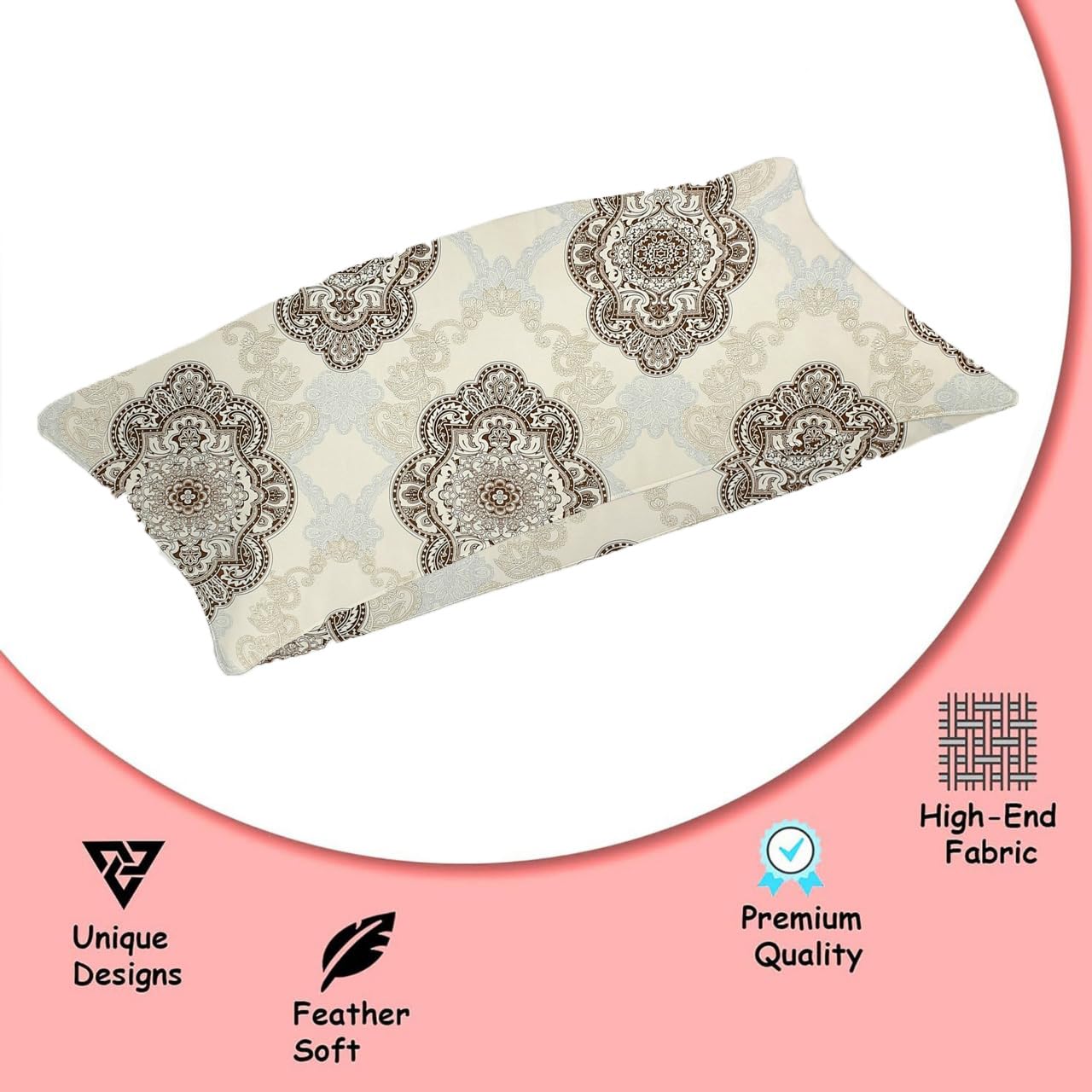 Printed Bedsheet For Single Bed With 1 Pillow Cover - 60 X 90 Inches, Beige & Brown | Super Soft - Glace Cotton Breathable & Wrinkle Free - 2 Pcs Set