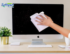 Softspun Microfiber Cleaning Cloths 1250 Gsm | Highly Absorbent, Lint & Streak Free, Multi -Purpose Wash Cloth For Kitchen, Car, Window, Stainless Steel (12 Pcs)- White