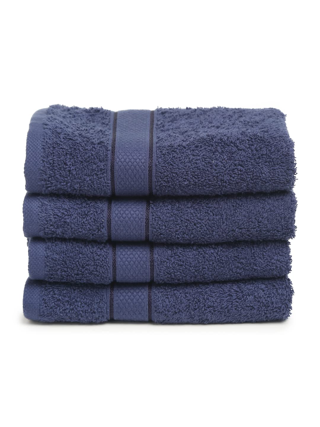 Creeva 100% Terry Cotton Hand Towels 800 Gsm | Highly Absorbent Super Soft, Quick Dry Sports Gym Workout Towel (Set Of 4) - Navy Blue
