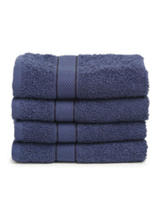 Creeva 100% Terry Cotton Hand Towels 800 Gsm | Highly Absorbent Super Soft, Quick Dry Sports Gym Workout Towel (Set Of 4) - Navy Blue