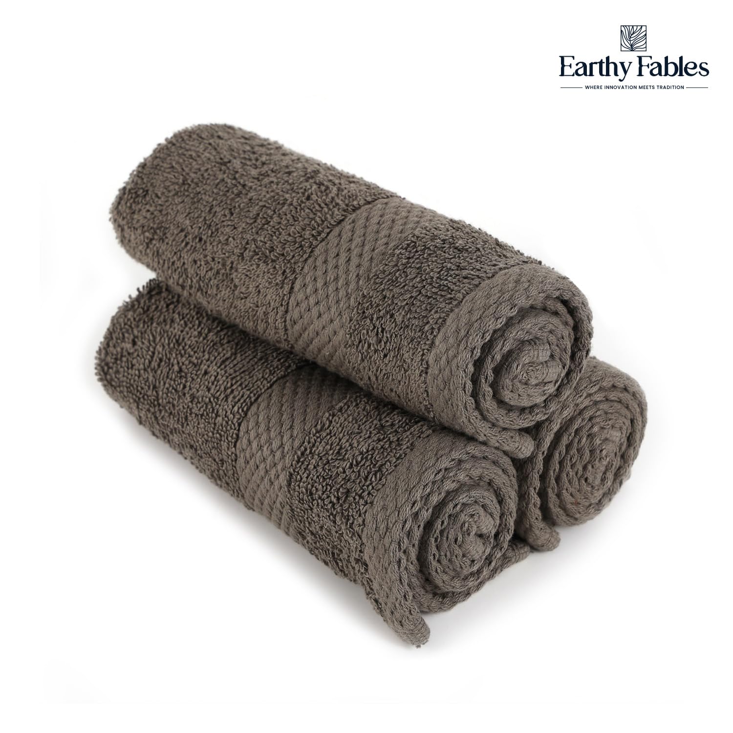Earthy Fables Premium Face Towels 600 Gsm | Ultra Soft, Quick Dry & Highly Absorbent, For Gym, Travel & Acne-Prone Skin | Set Of 3 (Grey)