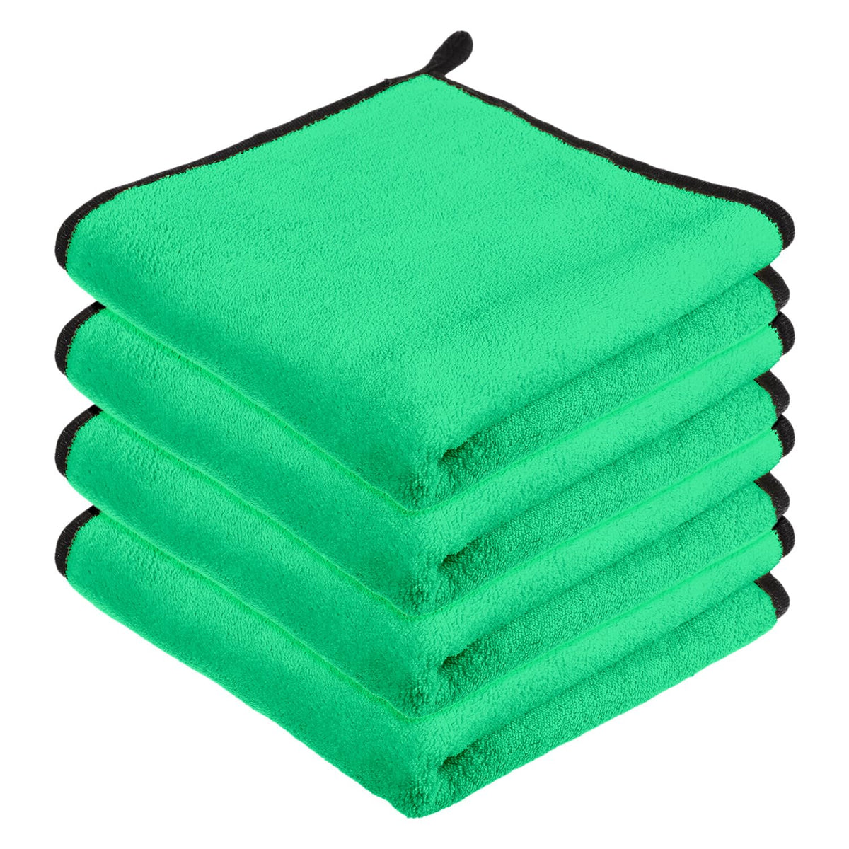 Kuber Industries Cleaning Towel 750 Gsm | Reusable Cleaning Cloths for Kitchen | Duster Towel For Home Cleaning Cloth Towel With Hanging Loop - Pack Of 4 (Green)