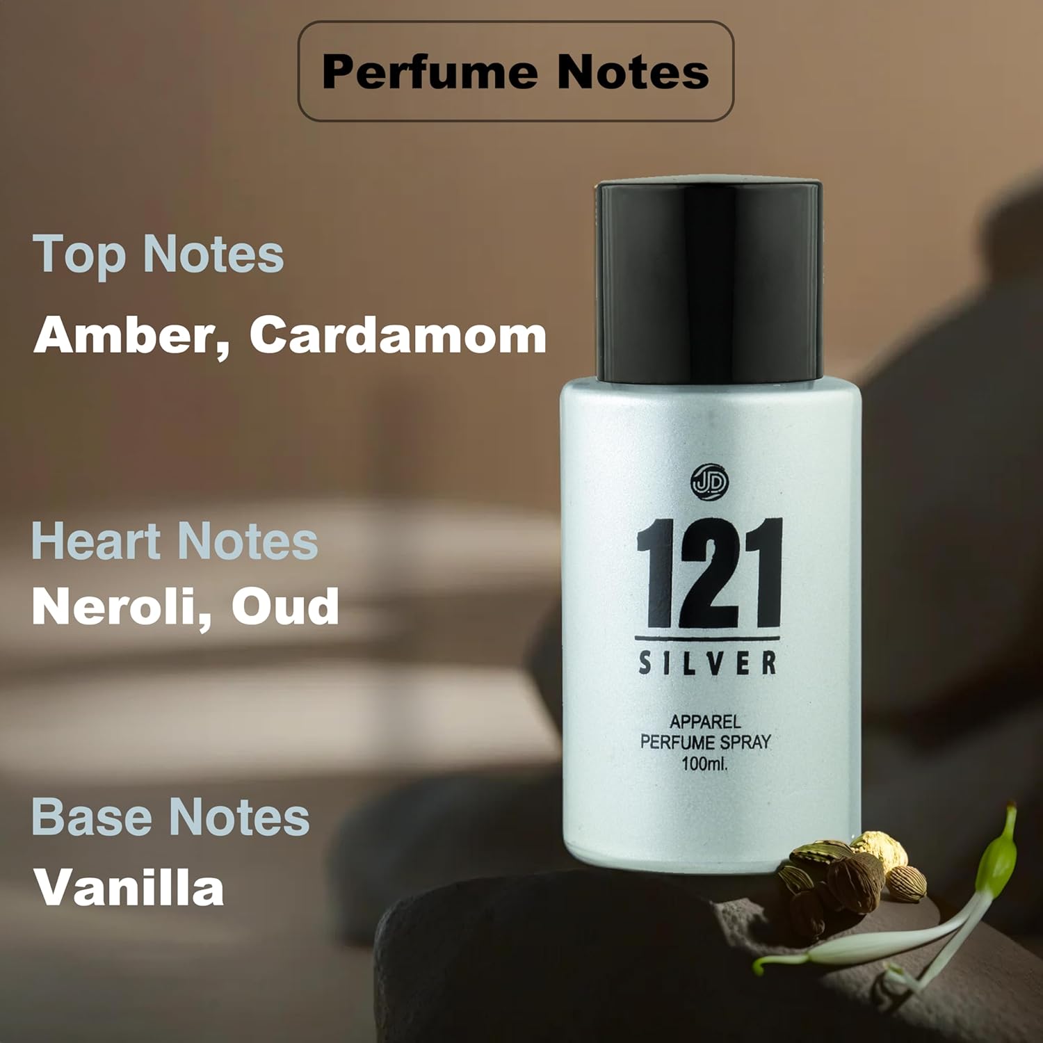 JD International 121 Silver Apparel Unisex Perfume With Long Lasting Fragrance - 100ml, 3.4 fl.oz.| perfume For Men & Women