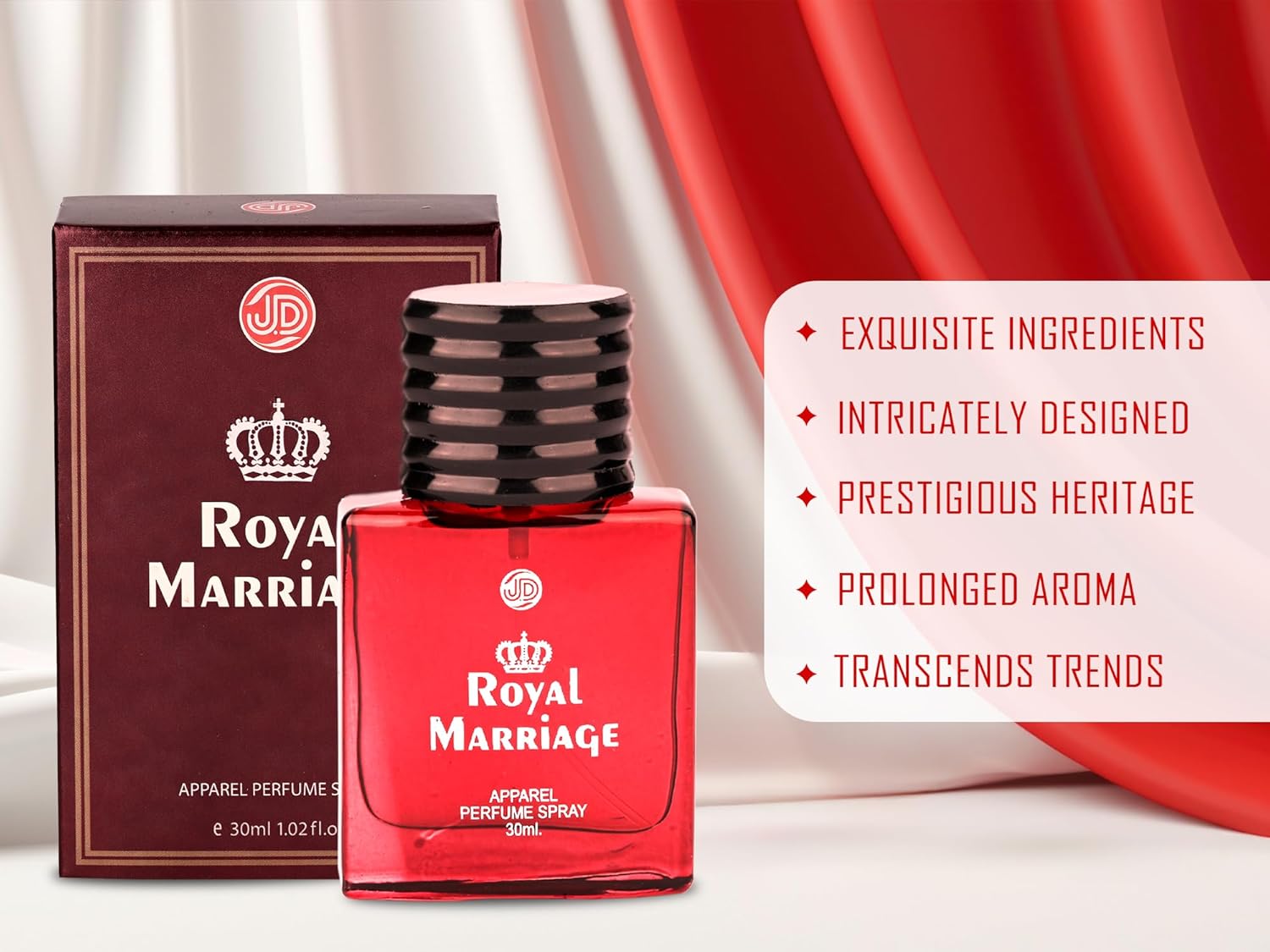 JD International Royal Marriage Apparel Unisex Perfume With Long Lasting Fragrance - 30ml, 1.02 Fl.oz.  | Captivating Fragrance For Lasting Elegance And Timeless Appeal | Ideal For Both Men And Women