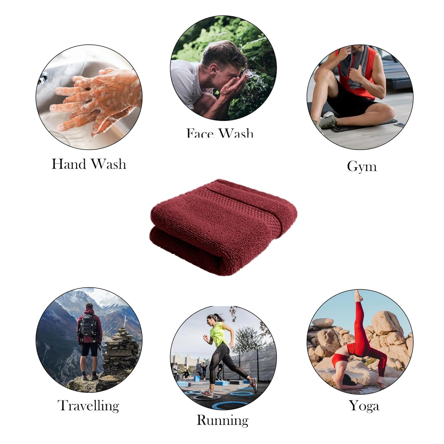 Home + Studio Super Soft 100% Cotton Hand Towels 150 Gsm | For Gym & Workout, Absorbent, Quick Dry Towel (Maroon)