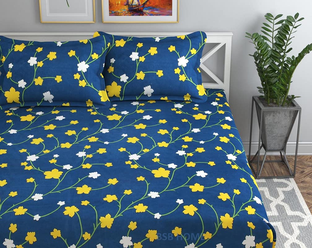 Premium Single Bedsheet With 1 Pillow Covers - 160 Tc Super Soft Microfiber | 60 X 90 Inches, Dark Blue - Breathable & Wrinkle Free Bedsheet