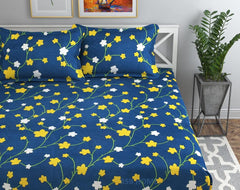 Premium Single Bedsheet With 1 Pillow Covers - 160 Tc Super Soft Microfiber | 60 X 90 Inches, Dark Blue - Breathable & Wrinkle Free Bedsheet