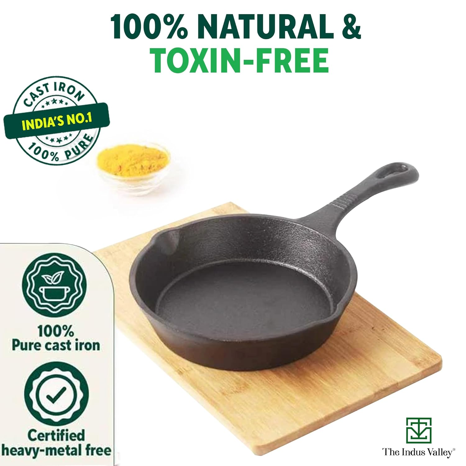 Pre-Seasoned Black Cast Iron Fry Pan Or Skillet With Long Handle - Very Small, 15.2 Cm, 6 Inch, 0.42 Liter, 1.1 Kg | Induction Friendly, Nonstick Fry Pan, 100% Pure & Toxin Free, No Chemical Coating