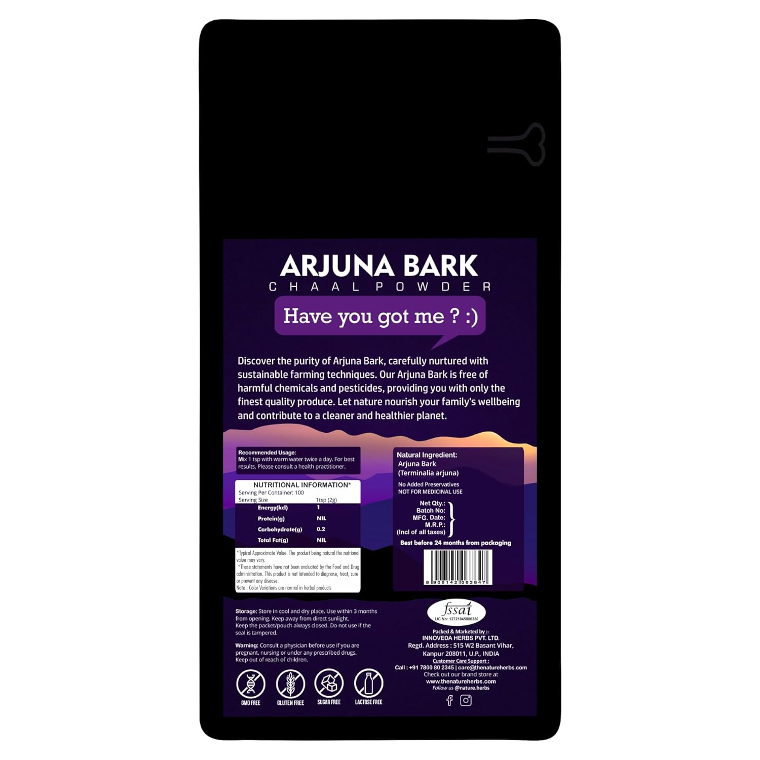 Nature Herbs 100% Natural Arjuna Bark Powder For Heart Health With Medicinal Properties Like Antioxidant, Anti - Inflammatory | 200gm 0.4lbs Each Pack Of 4