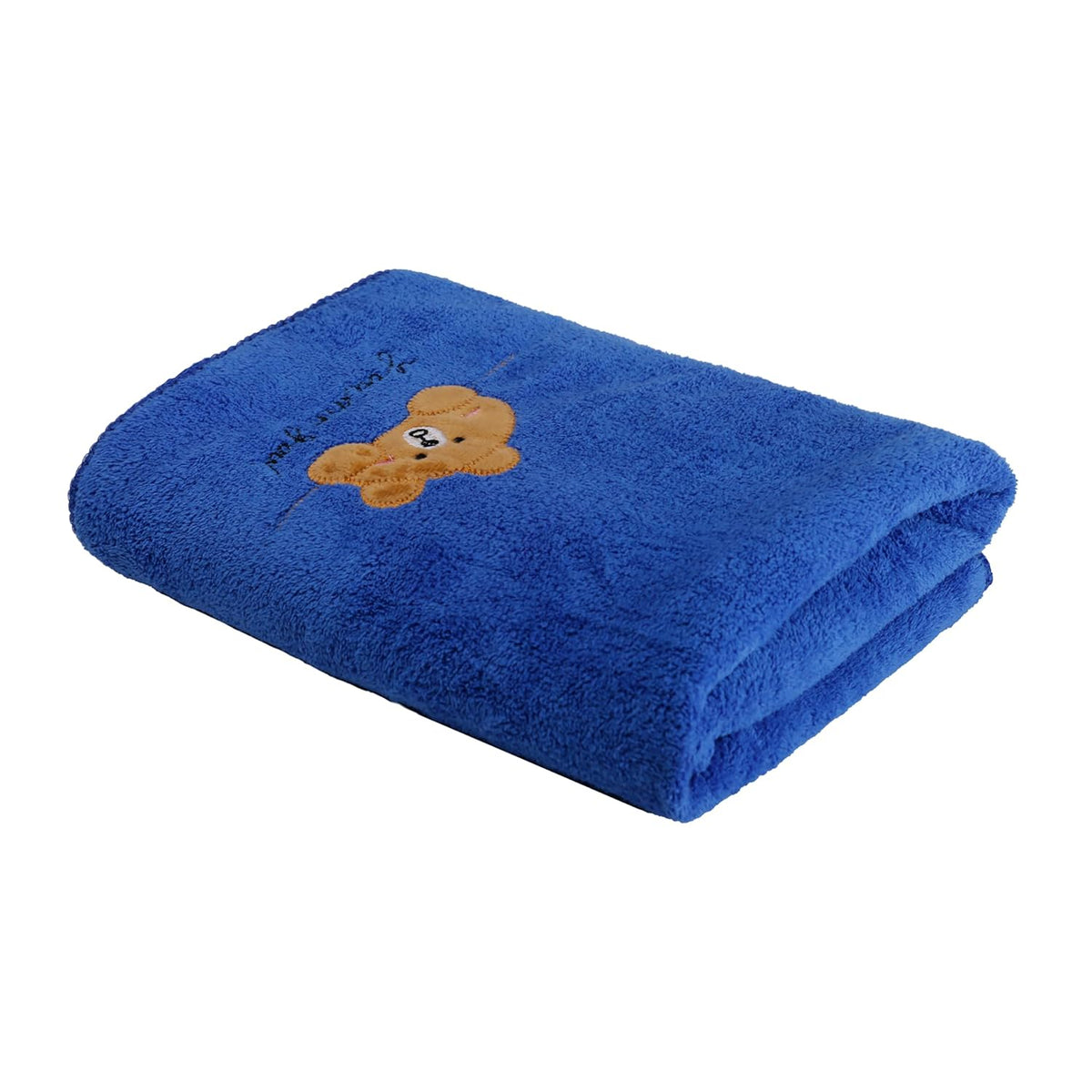 Khillayox Super Soft Bath Towel 400 Gsm | Super Absorbent Reusable Towel With Cute Cartoon Bear Print Washcloth For Babies (Sky Blue)